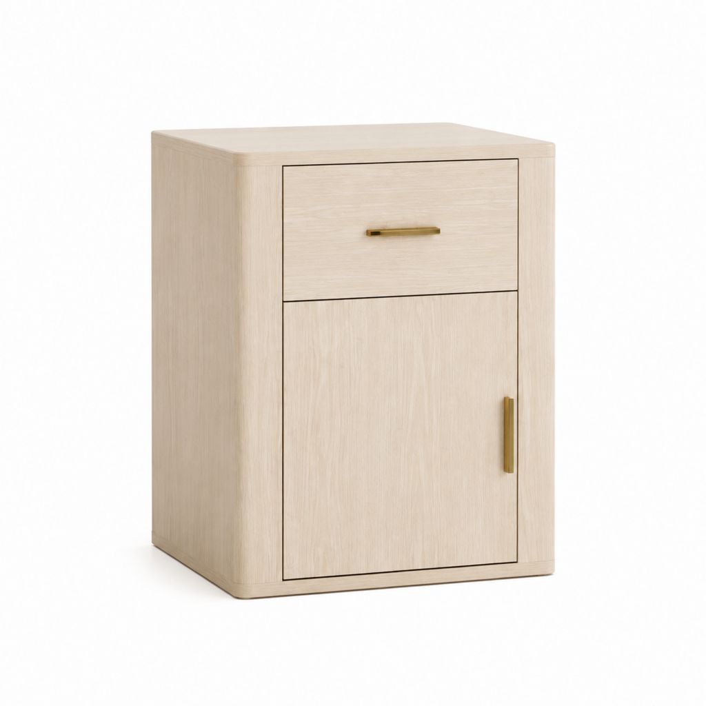 Table de chevet avec tiroir et placard chêne clair en panneaux MDF 45 x 40 x 60 cm