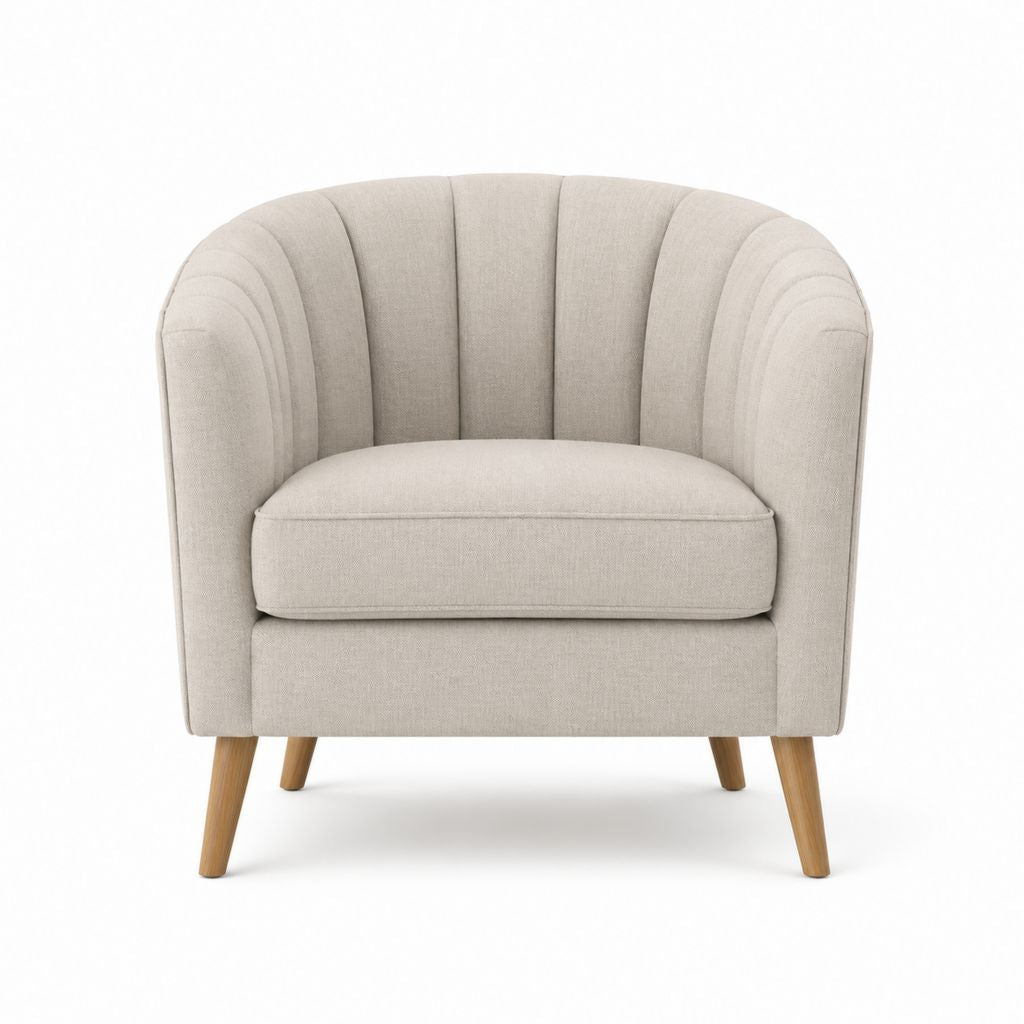 Fauteuil de salon beige clair en polyester à dossier arrondi 76 x 75 x 78 cm