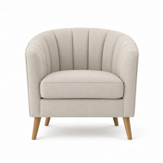Fauteuil de salon beige clair en polyester à dossier arrondi 76 x 75 x 78 cm