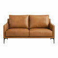 Canapé 2 places camel en cuir PU avec pieds en acier 160 x 85 x 82 cm