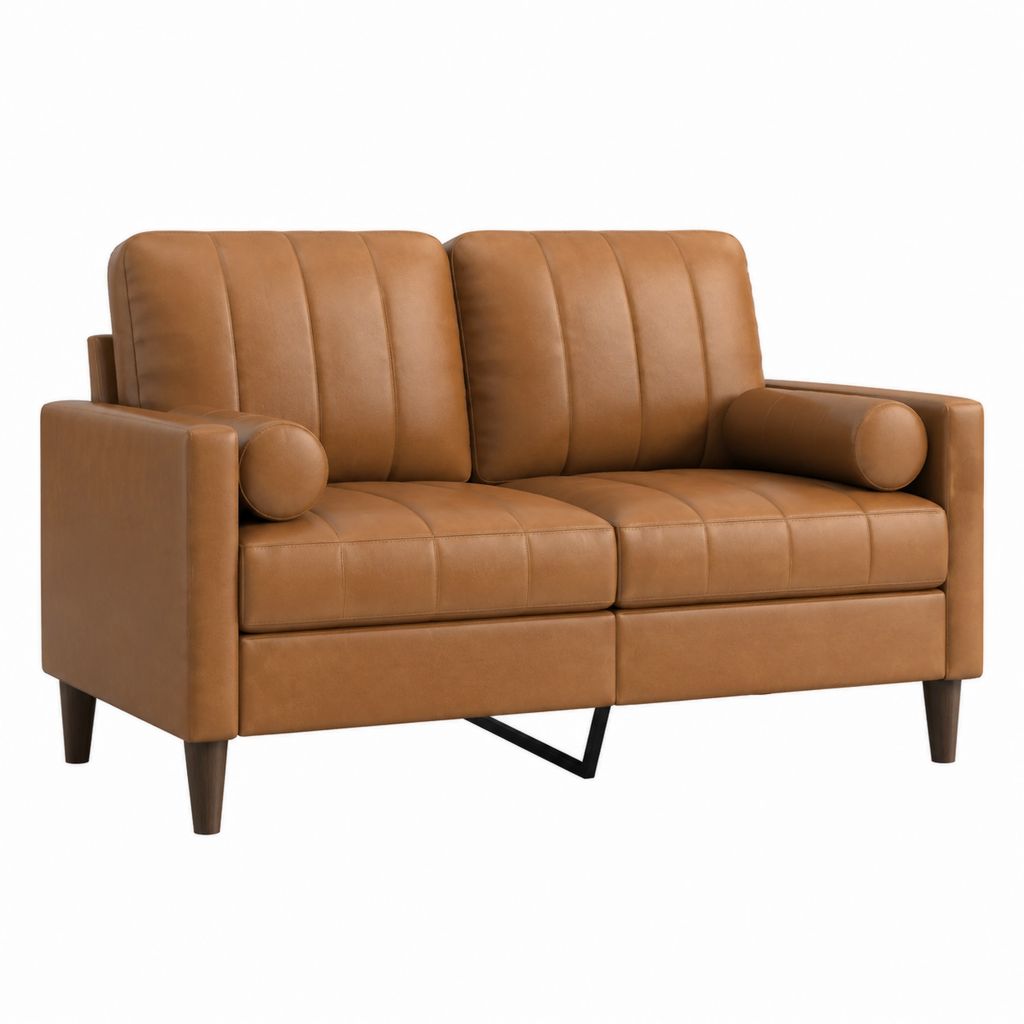 Canapé 2 places droit marron en cuir synthétique PU 140 x 85 x 85 cm