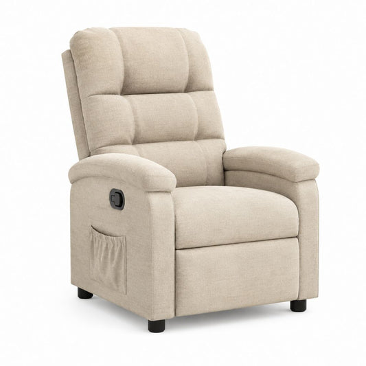 Fauteuil relax inclinable manuel beige en polyester 93 x 92 x 103 cm