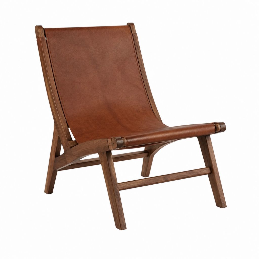 Fauteuil lounge marron en cuir synthétique PU et bois massif 70 x 75 x 88 cm