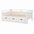 Lit banquette enfant blanc en pin massif avec 3 tiroirs 90 x 200 cm