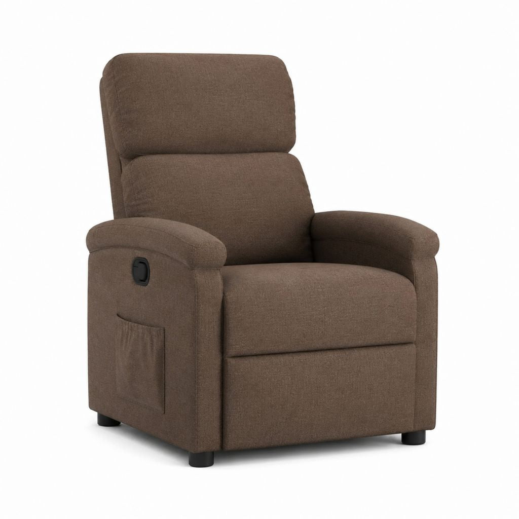 Fauteuil relax inclinable manuel marron en polyester 90 x 95 x 100 cm