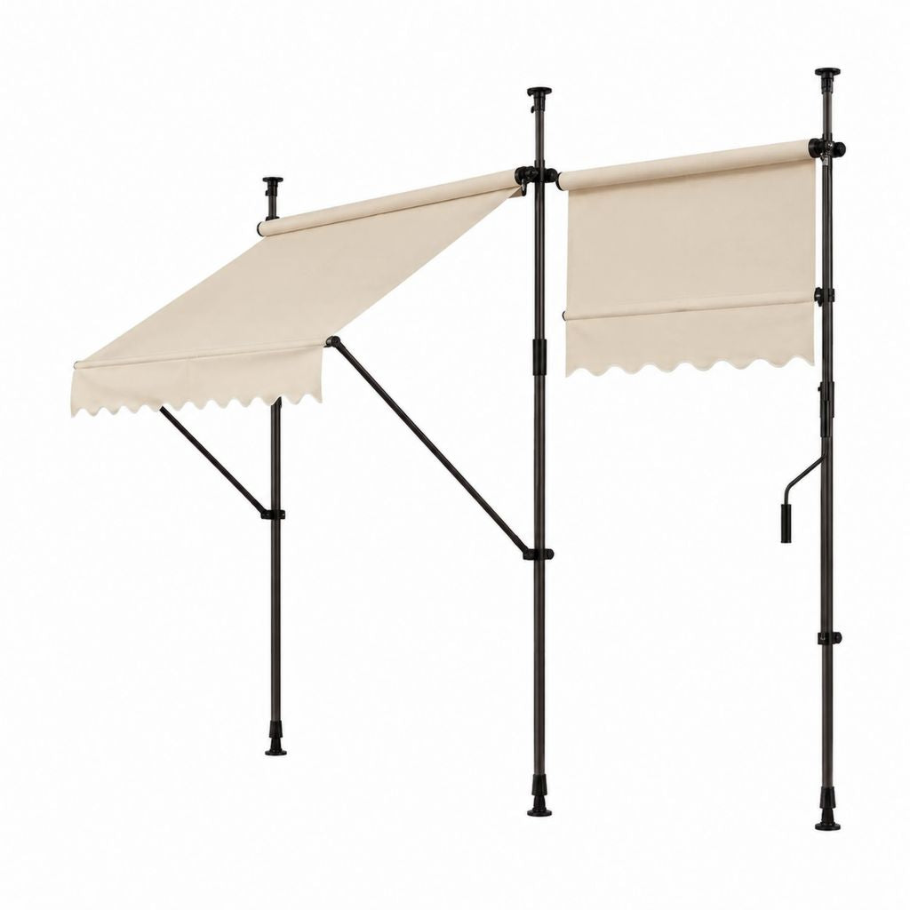Store banne manuel rétractable beige en polyester et acier 300 x 250 cm