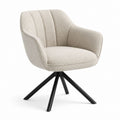 Fauteuil pivotant beige en polyester bouclette avec piètement acier noir 60 x 62 x 84 cm