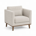 Fauteuil de salon beige en polyester avec pieds en bois massif 90 x 85 x 86 cm