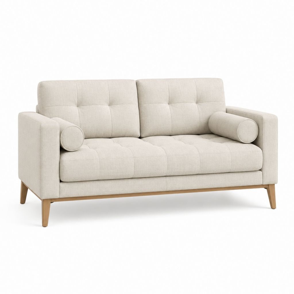 Canapé 2 places beige en polyester rectangulaire 160 x 85 x 86 cm