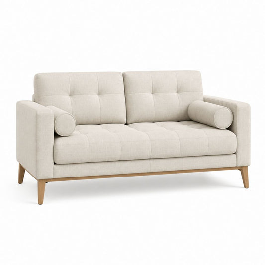 Canapé 2 places beige en polyester rectangulaire 160 x 85 x 86 cm