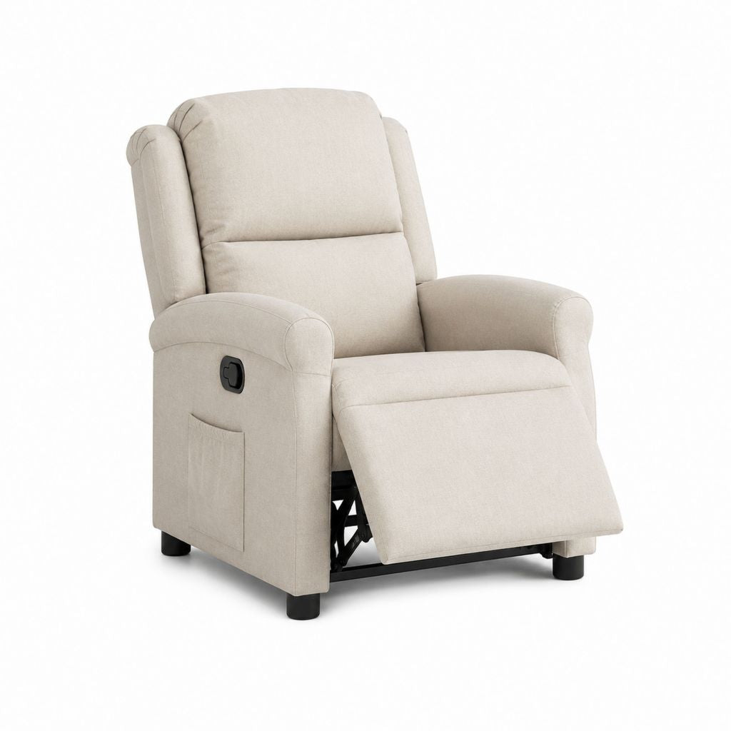 Fauteuil relax inclinable manuel beige en polyester 90 x 95 x 105 cm