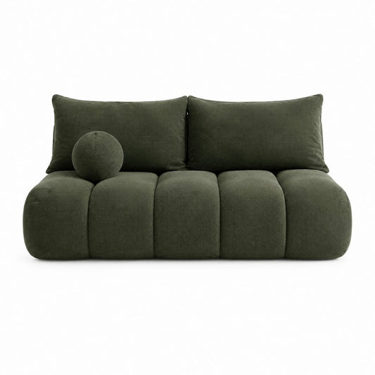 Canapé 2 places vert foncé en velours côtelé polyester forme arrondie 180 x 100 x 75 cm