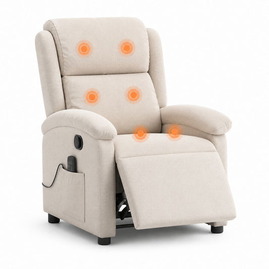 Fauteuil relax électrique massant inclinable beige en polyester 90 x 94 x 105 cm
