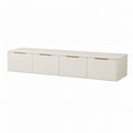 Meuble TV rectangulaire blanc en MDF laqué avec 4 portes 180 x 40 x 40 cm