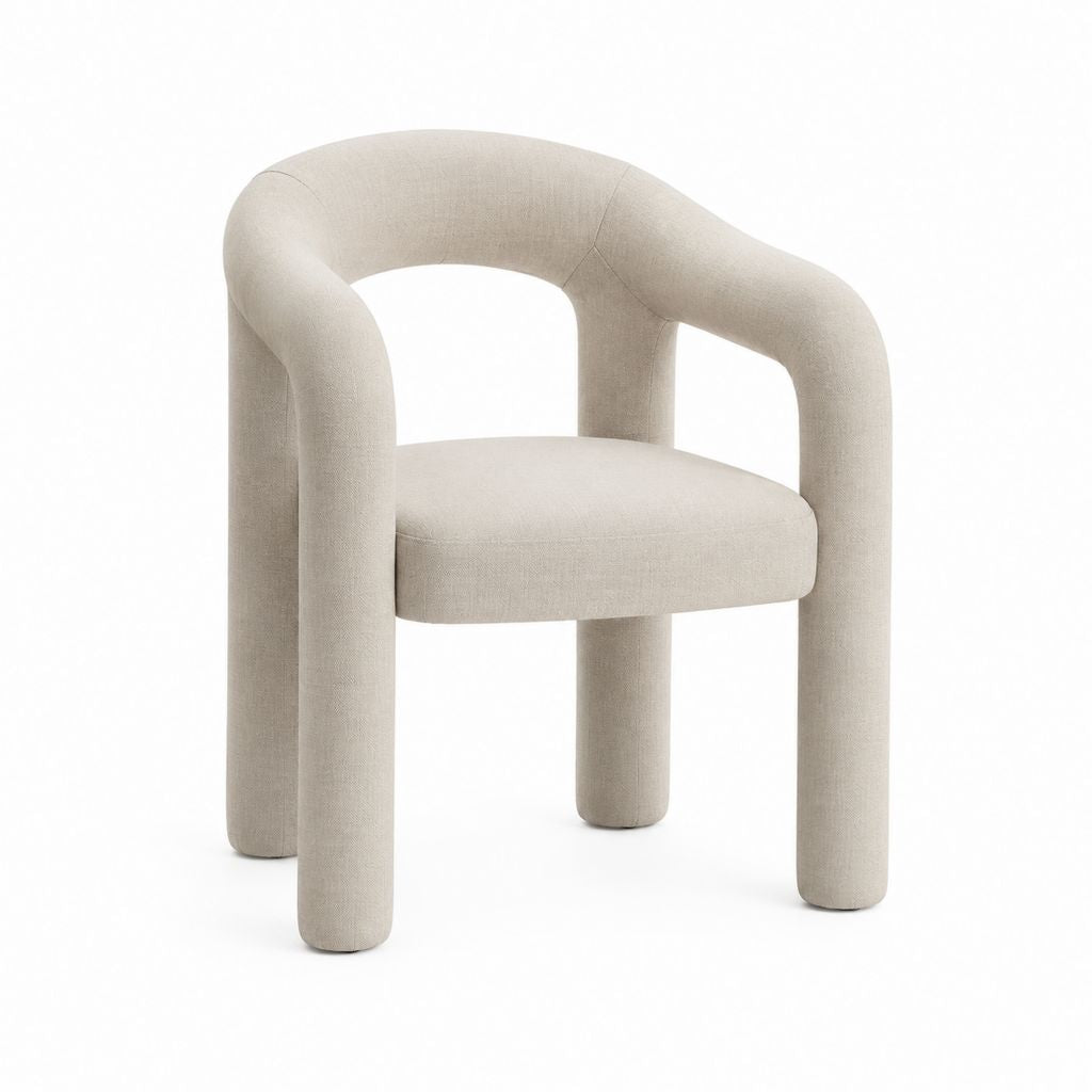 Fauteuil de salon beige en polyester forme arrondie 68 x 65 x 75 cm