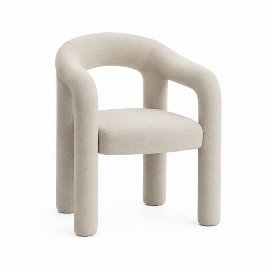 Fauteuil de salon beige en polyester forme arrondie 68 x 65 x 75 cm