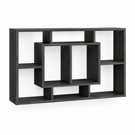 Bibliothèque étagère de rangement noir graphite en panneaux de particules mélaminés rectangulaire 120 x 30 x 80 cm