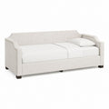 Canapé-lit 1 place beige en polyester capitonné avec clous décoratifs 211 x 99 x 86 cm