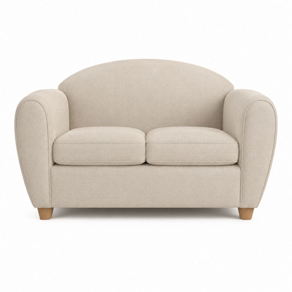 Canapé 2 places beige en polyester avec pieds en bois massif 150 x 85 x 85 cm