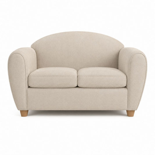 Canapé 2 places beige en polyester avec pieds en bois massif 150 x 85 x 85 cm
