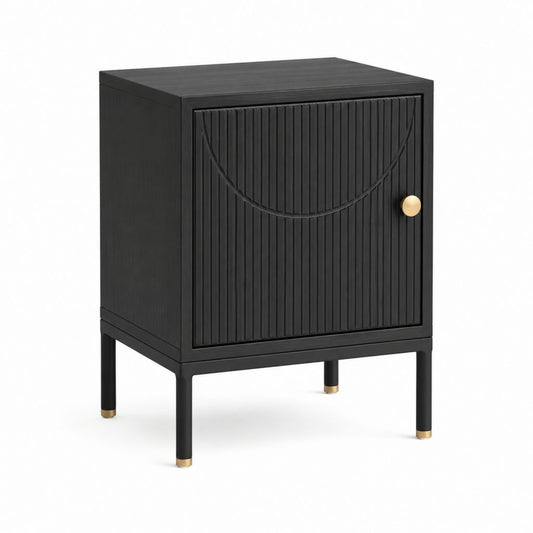 Table de chevet noire en panneaux MDF rectangulaire avec porte 45 x 40 x 65 cm