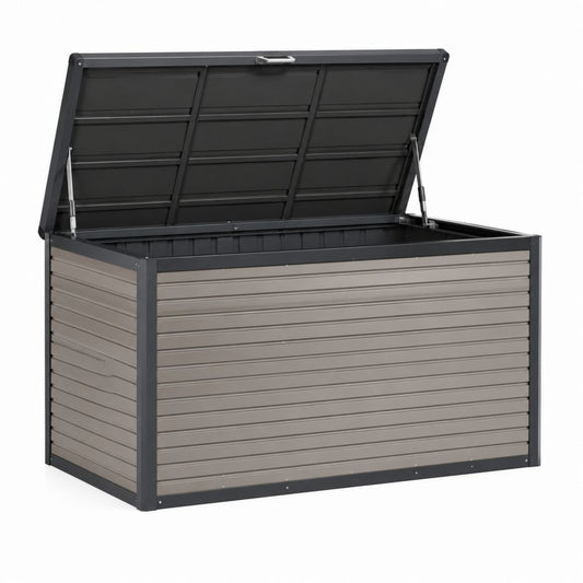 Coffre de jardin en acier galvanisé gris et noir 120 x 62 x 63 cm 430 L